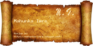 Mahunka Imre névjegykártya